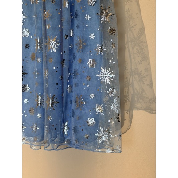Disney Frozen Blue Mesh Metallic Snowflake Overlay Nightgown Youth Medium 8 NEW - Picture 5 of 13